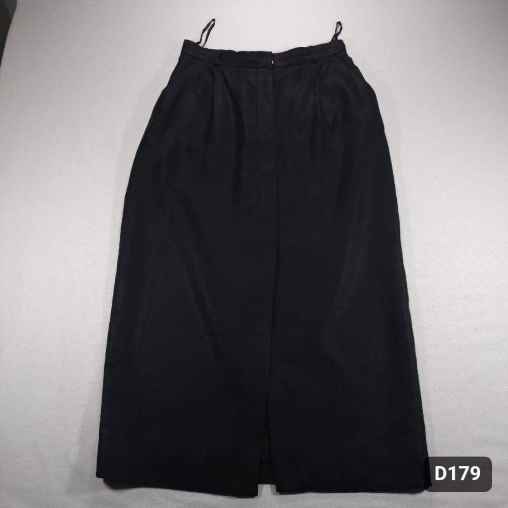 Valerie Stevens Classic Black Button Front Midi Skirt Fair Condition